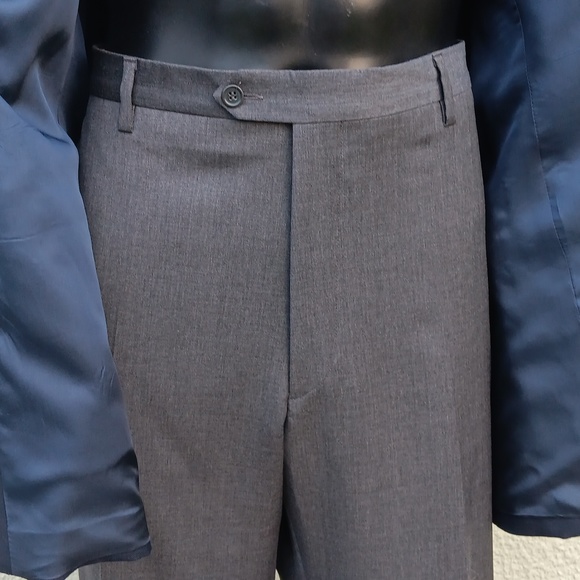 GIORGIO VALENTINI MEN'S GREY FRONT FLAT TROUSERS  W/TOLLEGNO 1900 LUXURY FABRIC - Picture 11 of 17